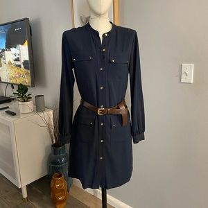 Michael Kors Belted Navy Utility Dress